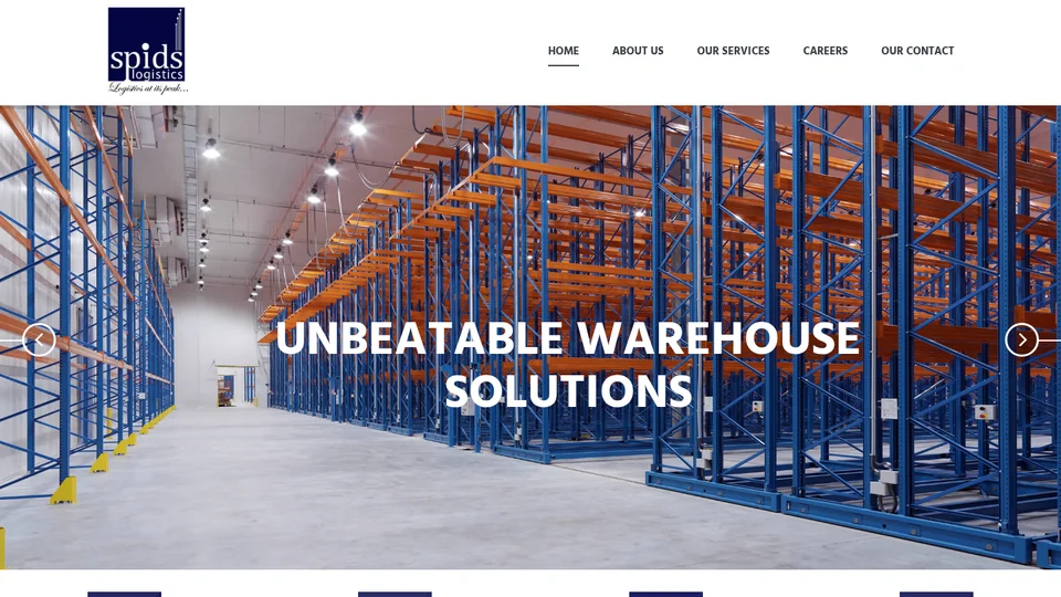 Live website capture of SPIDS Logistics