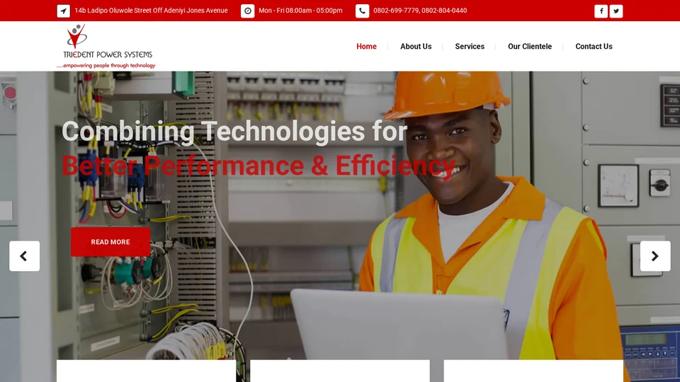 Live website capture of Triedent Power Systems