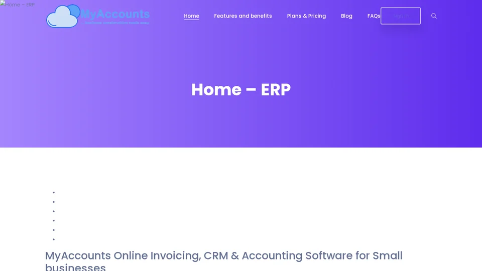 Live website capture of MyAccounts