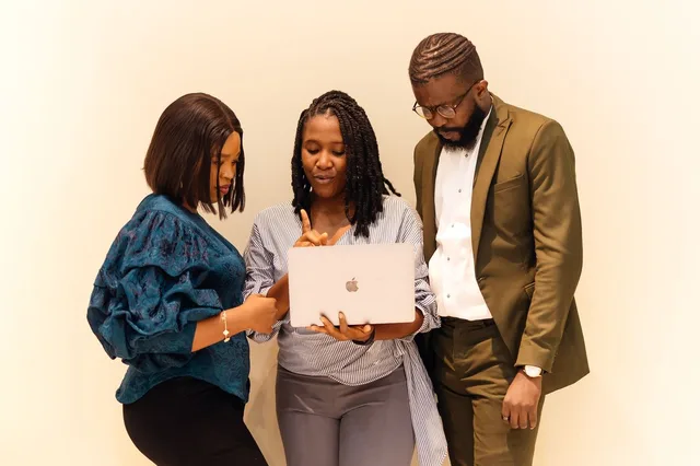 Team collaborating in Lagos office